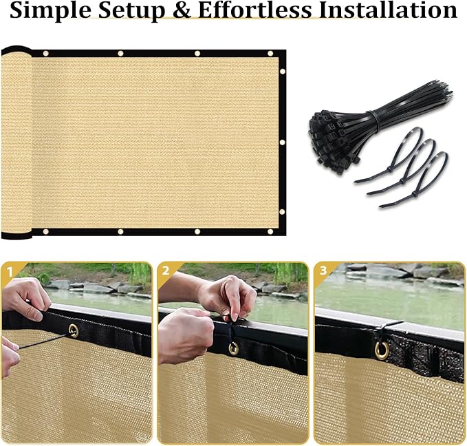 Shade&Beyond 6' X 50' Fence Privacy Screen Heavy Duty 170 GSM Fencing Mesh Shade Net Cover for Wall Garden Back Yard Outdoor Home Decoration, Sand