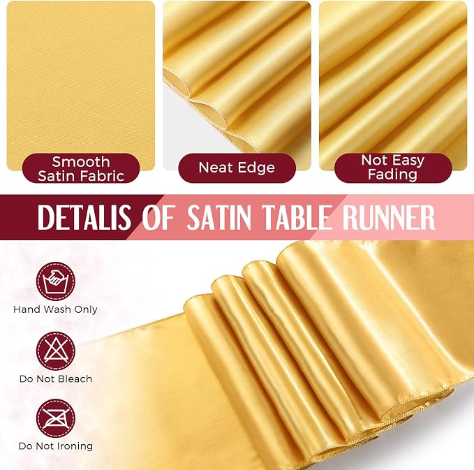 Breling 16 Pack Burgundy and Gold Disposable Plastic Tablecloths and Satin Table Runner Set, 54 x 108 Inch Tablecloth, 12 x 108 Inch Table Runners for Wedding Graduation Birthday Baby Shower