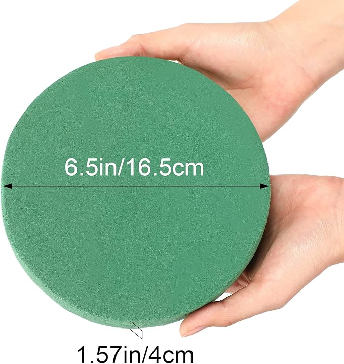 Maitys 12 Pieces Round Floral Foam Wet Green Flower Foam DIY Flower Arrangement Kit for Aisle Wedding Party Decoration (6.5 x 6.5 x 1.57 Inches)