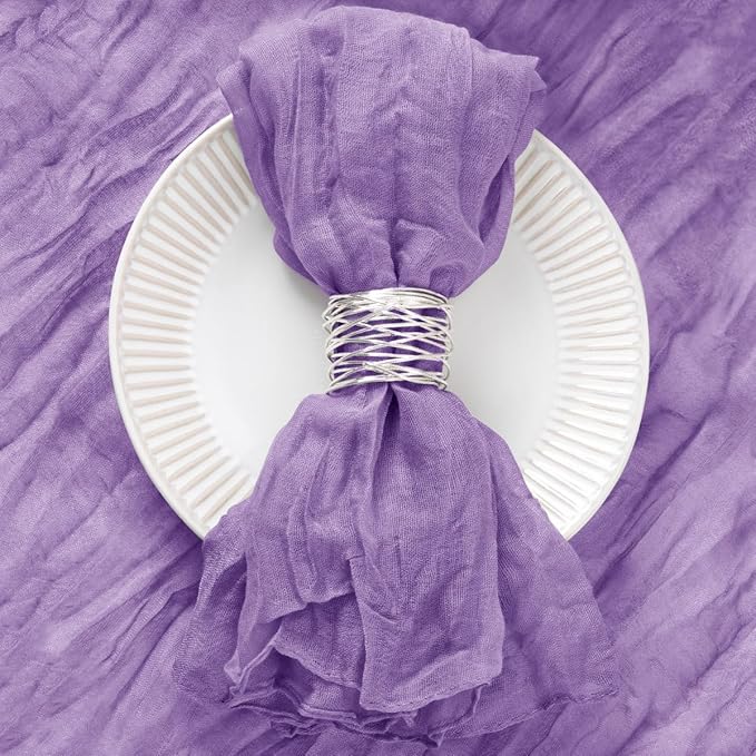 DeZerlor 20 Pack Lavender Purple Cheesecloth Napkins Spring Cloth Napkins Set of 20 Dinner Napkins Bulk 21x21 Inches for Wedding Bridal Shower Baby Shower Parties