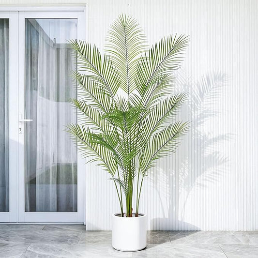 Artificial Palm Tree 6FT Tall Faux Palm Tree Indoor Fake Plants Faux Tropical Plant, UV Resistant & Maintenance Free Indoor/Outdoor Fake Tree in Pot for Home Office Living Room Patio Decor