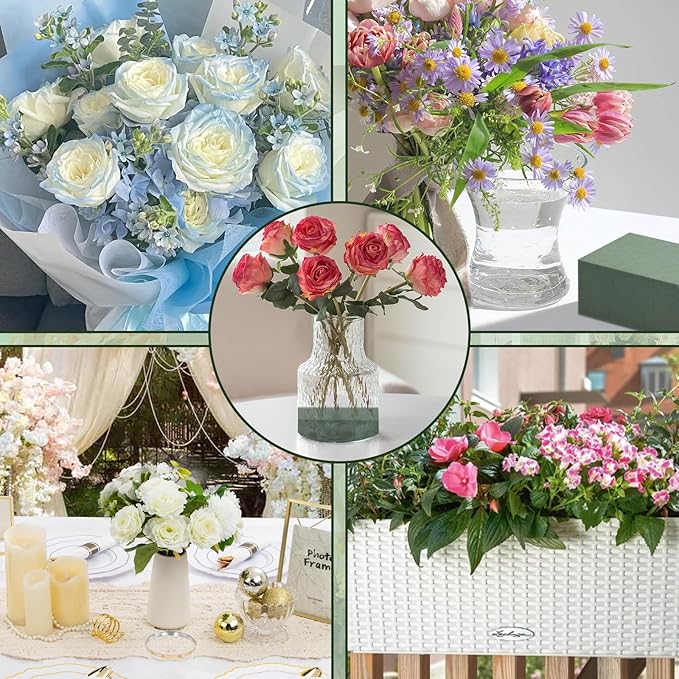 GNRZZT 20 PCS Floral Foam Blocks, 5.5"L x 3.1"W x 1.7"H Green Dry & Wet Flower Foam for Fresh and Artificial Flowers, Plant Foam for Wedding, Birthdays, Pary, Home Decorations