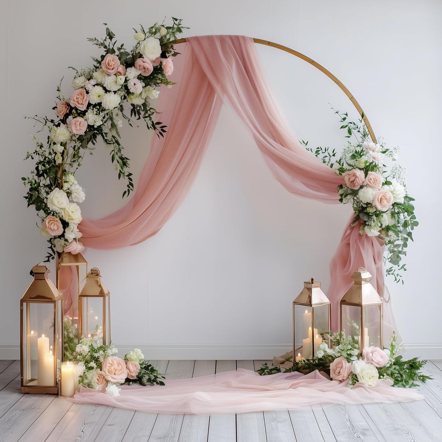 Wedding Arch Draping Fabric 3 Panels 28.7" x 20FT Dusty Rose Sheer Chiffon Backdrop Drapes for Wedding Ceremony Birthday Party Bridal Shower Outdoor Decoration