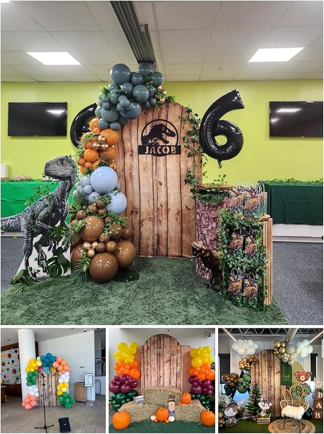 Rustic Wood Arch Cover 7.2FT Wood Vintage Texture Spandex Stretch Fabric Fitted Round Top Arch Stand,Chiara Backdrop Cover for Photography,Wedding,Birthday,Ceremonies,Banquets
