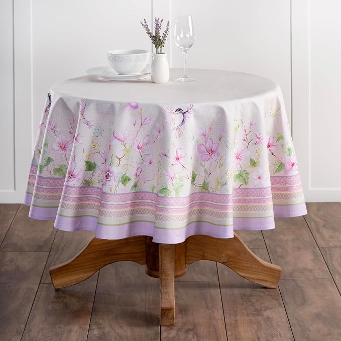 Maison d' Hermine Table Cloth Round Table 100% Cotton 69 Round Inches Tablecloth Reusable Decorative for Dining Kitchen Room Farmhouse Party Home Hotel Restaurant Spring Summer - Magnolia Mornings