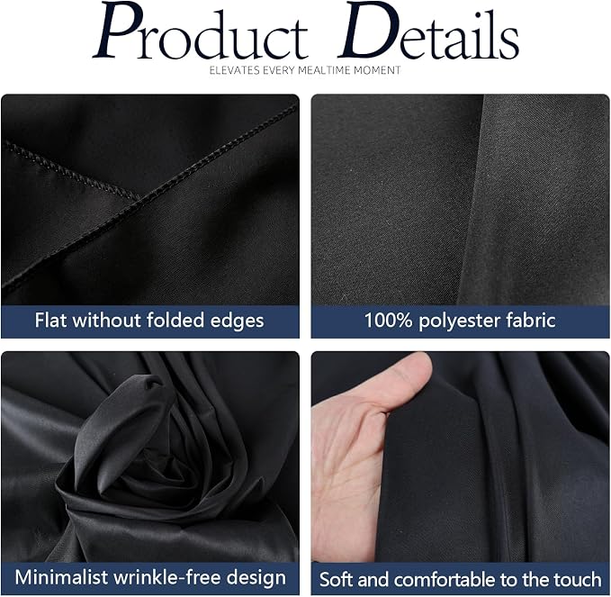 WIGENIUS 10 Pack Black Table Cloth Round Tablecloths 90 Inch,Polyester Table Cloth for 5 Foot Round Tables,Wrinkle Resistant Washable Fabric Table Covers for Party,Wedding Banquet