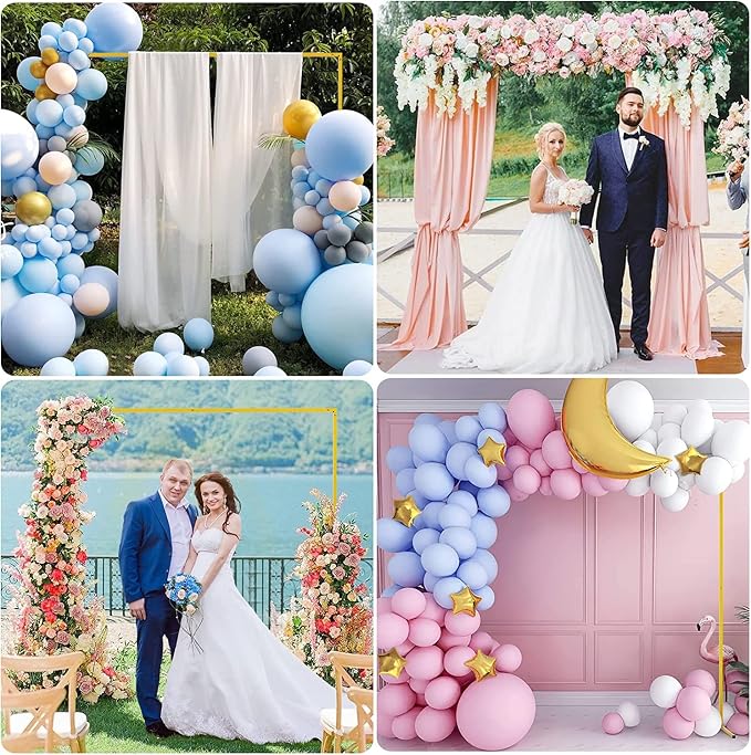 GARFANS Wedding Arch Square 6.56FT x 6.56FT Metal Backdrop Stand with Support Feet Nails Balloon Arch Stand Garden Arbor Frame for Wedding Birthday Party Baby Shower Photo Background Ceremony Decor