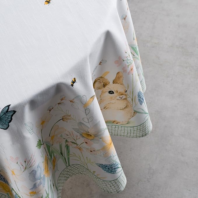 Maison d' Hermine Table Cloth Round Table 100% Cotton 69 Round Inches Tablecloth Reusable Decorative for Dining Kitchen Room Farmhouse Party Home Hotel Restaurant Spring Summer - Easter Dew
