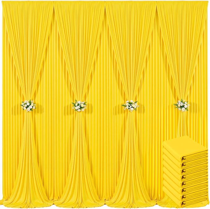 40ft x 10ft Yellow Backdrop Curtain for Parties Yellow Wrinkle Free Backdrop Drapes Panels for Birthday Party Baby Shower Wedding Photo Photography Polyester Fabric Background Decoration