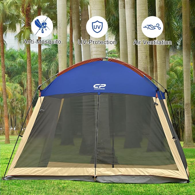 CAMPROS CP Screen House Room 12x12 Ft Mesh Net Tent Canopy Shelter Gazebo for Patios Outdoor Camping Activities - Navy, 12x12FT Blue, CP-1212S-NY
