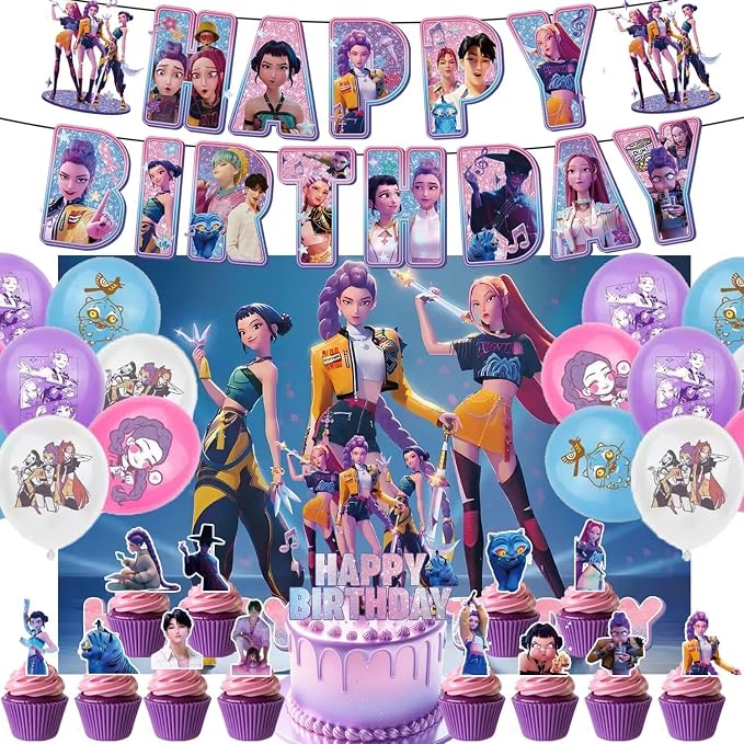 Happy birthday banner supplies decoration letter balloons pink girl's school classroom decoration, fan meeting, birthday party, etc (Style 2)