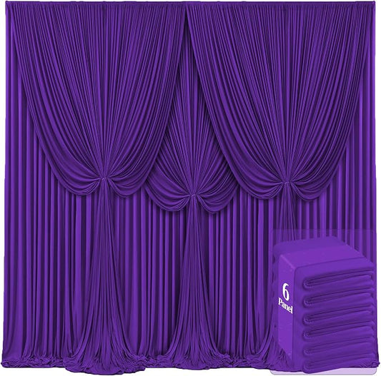6 Panels Purple Backdrop Curtains for Wedding Party Wrinkle Free Backdrops Curtain Drapes Fabric Decorations Photo Back Drop Cloth for Baby Shower Photography Stage Reception 30ft(W) x 12ft(H)