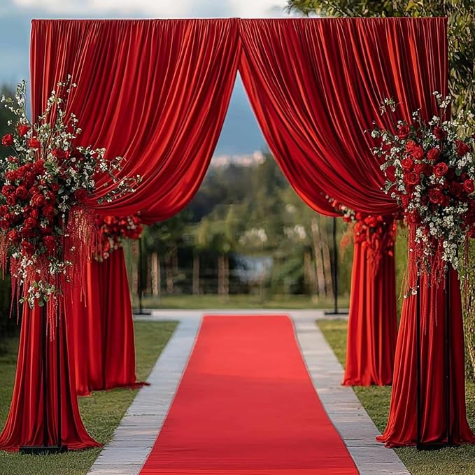 30ftx12ft Red Backdrop Curtains for Wedding-Wrinkle Free Backdrops Curtain Drapes Fabric Decorations Photo Back Drop Cloth for Baby Shower Photography 6Panels 12ft(H) x 5ft(W)