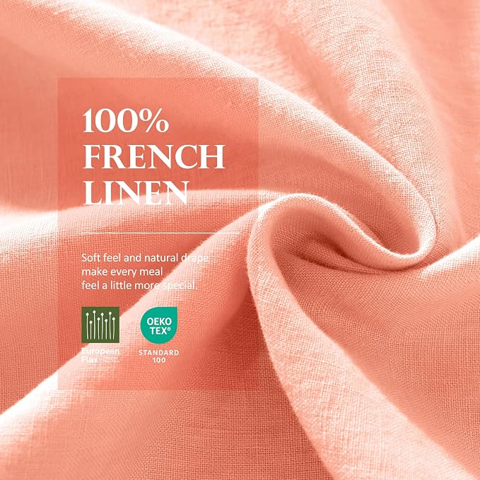 Linen World Linen Tablecloth,100% French Natural Flax Tablecloth 120" x 60" Inch,Washable Rectangular Table Cloth for Dining,Outdoor,Weddings and Restaurants,Decorative Christmas,Peach Pink