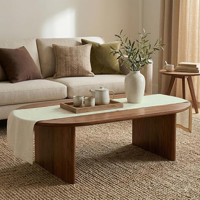 Solino Home Linen Table Runner 60 Inches - 100% Pure Linen Creamy Ivory Table Runner 14 x 60 Inch Ideal for Dresser and Coffee Tables, Spring, Summer, Mothers Day - Diana Medium Weight