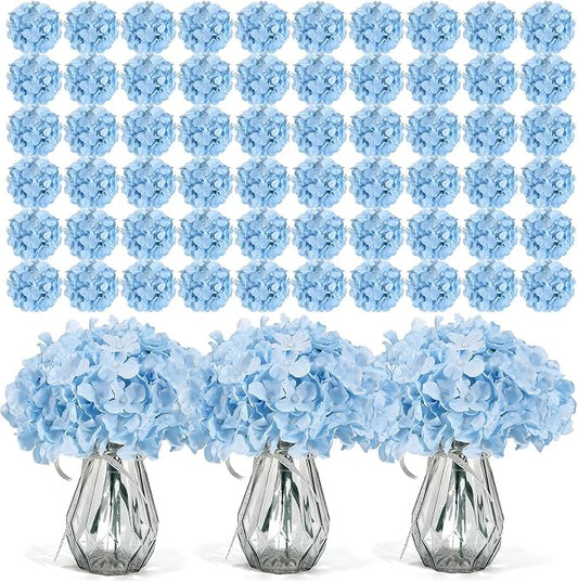 Auihiay 304 PCS Hydrangea Artificial Flowers, Hydrangea Artificial Flowers Bulk, Silk Hydrangea Flowers With Stems, Artificial Flowers for Outdoors, Wedding Party, Arch, Background, Home, Garden(Blue)