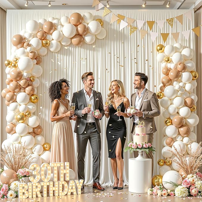 40ft x 15ft Ivory Backdrop Curtain Panels for Weddings - Wrinkle-Free Polyester Photo Drapes for Birthday Party, Photography Background, Stage Decor