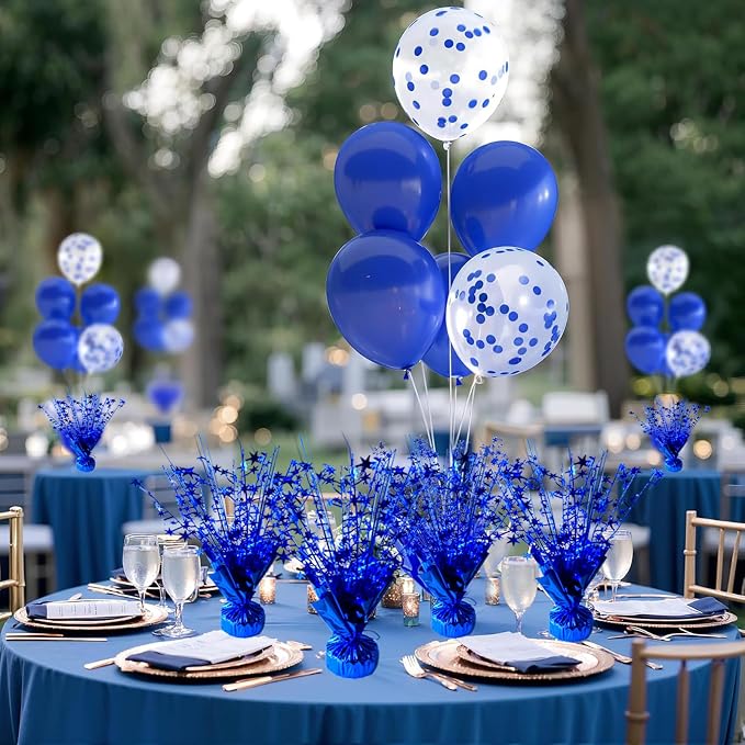 FUBININA 18 Pack Metallic Foil Spray Centerpiece Star Table Decoration Burst Glitter Tabletop Centerpieces for Birthday Christmas New Years Nye Wedding Graduation Holiday Party Supplies Decor, Blue