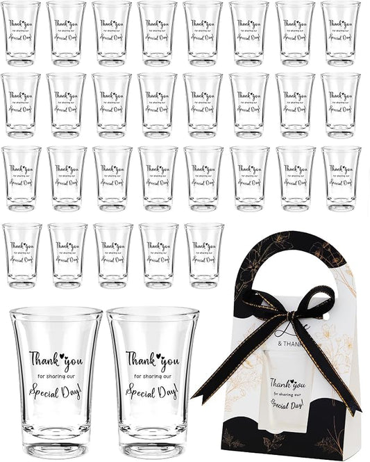 Wedding Favors for Guests-50 Sets wedding party favor bulk Acrylic Clear Shot Glasses,Plastic Glasses Wedding Thank You Gifts with Treat Boxes for Bridal Shower Friends Family Guests