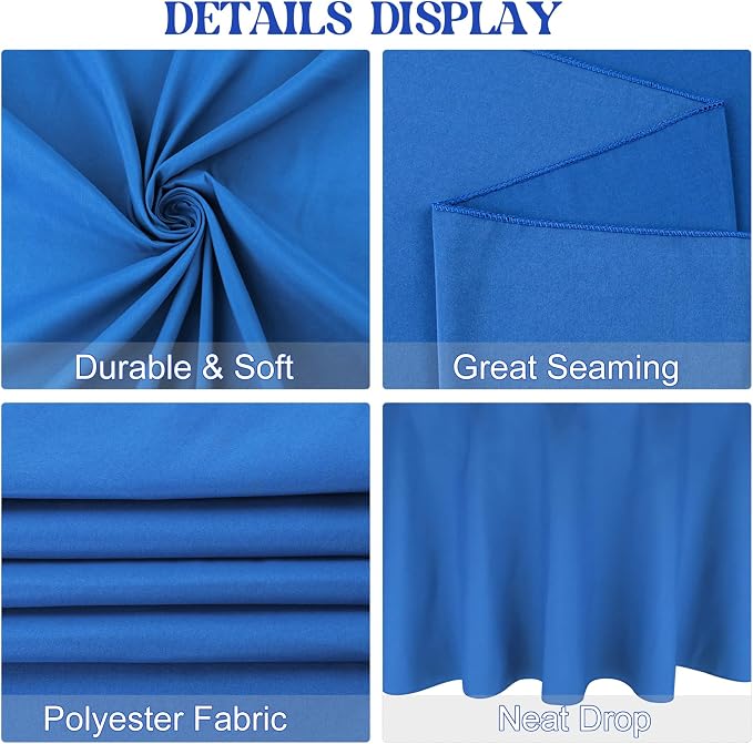 4 Pack Round Tablecloth 70 Inch Polyester Blue Tablecloths for Round Tables Washable Fabric Table Covers for Wedding Dining Table Buffet Parties Banquet（Blue）