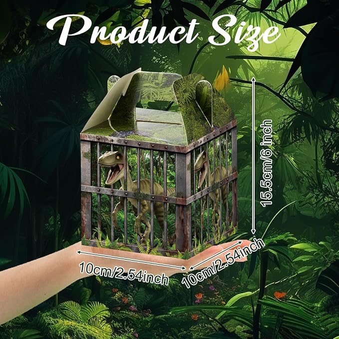 DoubleFill 12 Pcs Dinosaur Party Supplies Treat Boxes Dino Party Favor Boxes Tropical Jungle Dinosaur Gift Box Table Centerpieces Photography Props Decorations for Birthday Halloween Christmas