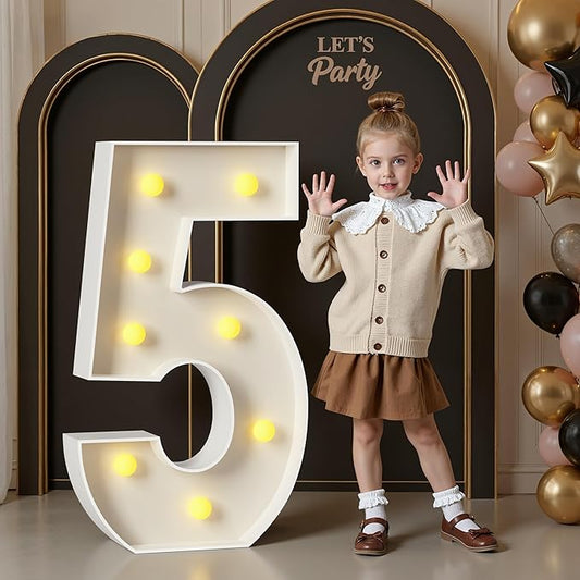 3FT Marquee Numbers, Light Up Numbers 5 for 5th 15th 50th Birthday Decorations, Big Numbers for Party Decorations, Large Light Up Numbers for Party Decor DIY Pre-Cut Foamboad Mosaic Numbers