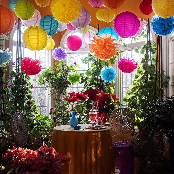 Tissue Paper Pom Poms - Large Tissue Paper Flowers for Fiesta Parties, Baby Shower Decorations, Flower Birthday Decorations and More - Colorful Party Decor by Avoseta (20 Piece Set, Multicolor)
