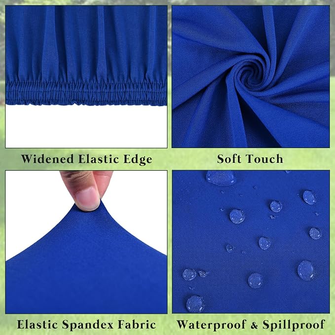 Picnic Table Cover 6 Pack Elastic Fitted Tablecloths for 8 Foot Rectangle Table Waterproof Stretch Washable Patio Folding Outdoor Spandex Tablecloth for Camping Banquet Parties (Royal Blue,30" x 96")