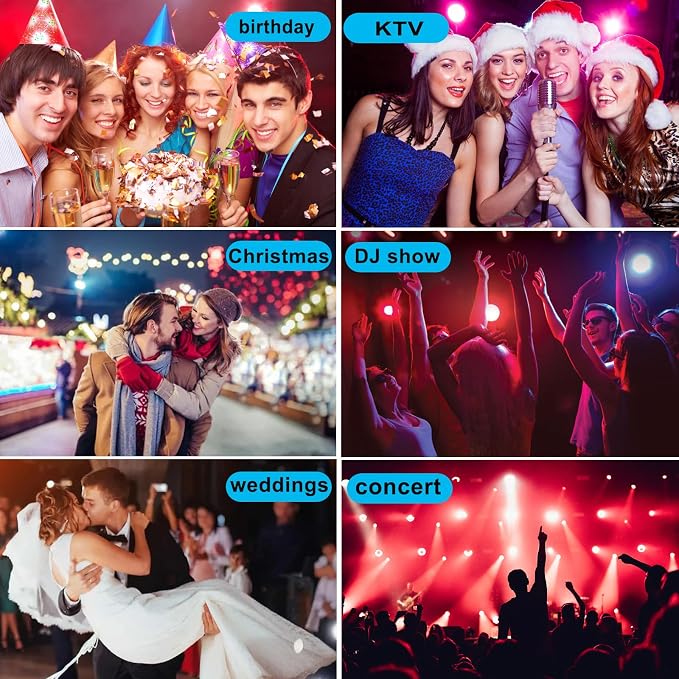 Dj Lights, 36 LED RGB Par Light Stage Lights with Sound Activated Remote & DMX Control Uplights for Weddings KTV Disco Christmas Party Lighting(4Pack)