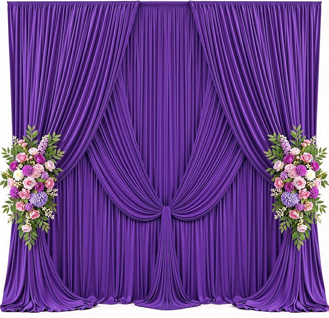 50x15ft Purple Backdrop Curtains for Baby Shower Parties Wrinkle Free Fabric Backdrop Curtain Wedding Photo Drapes Backdrop for Birthday Party Bridal Shower Photography Back Drop 10 Panels 5x15FT