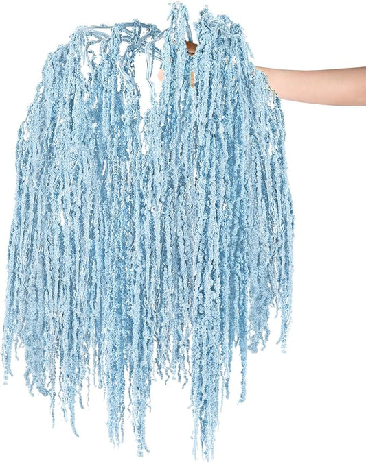 Suncalla 12 Pcs Light Blue Spring Natural Dried Amaranthus Hanging Flowers Amaranthus Artificial Flowers for Wedding Arch Bouquet Floral Garland Wall Home Decoration (23 Inch)