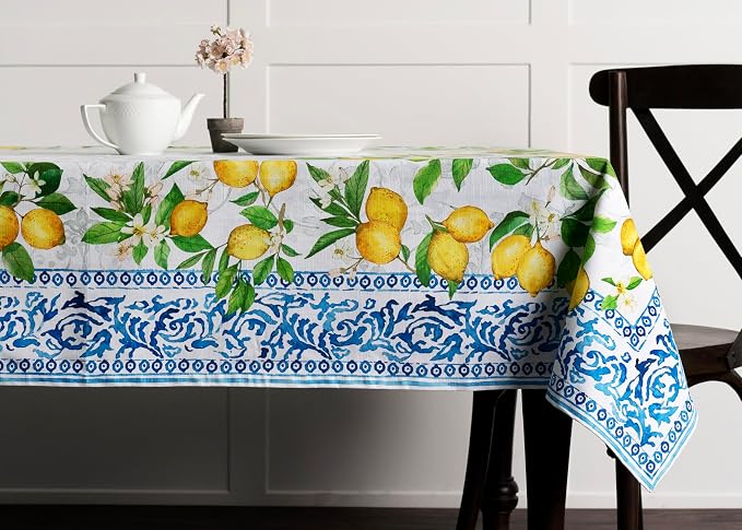 Maison d' Hermine Table Cloth Rectangle Table 100% Cotton 60 x 120 Inches Tablecloth Reusable Decorative for Dining Kitchen Room Farmhouse Party Home Hotel Restaurant Spring Summer - Cedrat