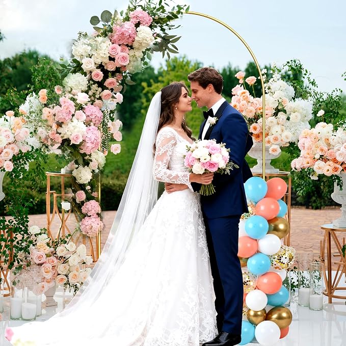 6.6FT Metal Arch Backdrop Stand, Gold Wedding Arch Frame, Balloon Arches Backdrop Stand for Birthday Party Baby Shower Graduation Ceremony Decoration