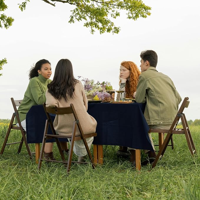70x120 Table Cloth - 6 Pack Rectangular Black Washable Stain and Wrinkle Resistant Polyester Table Cover for Dining Tables, Various Parties and Camping (Navy Blue)