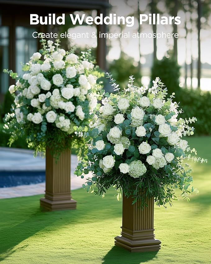InnoGear 50 Pcs White Roses Artificial Flowers, Fake Velvet Silk Rose Bulk Faux Flower for Mother's Gift Decoration DIY Wedding Centerpieces Proposal Bridal Bouquets Party Floral Decor (50, White)