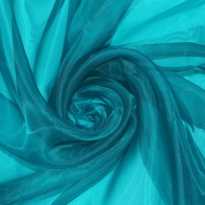 P Pothuiny Sheer Organza Fabric by The Yard, 10 Yards x 60 Inch Wide Bridal Teal Organza Tulle Fabric Roll Shiny Gauze Fashion Dress Sewing Craft for Wedding Party Decorations Backdrop