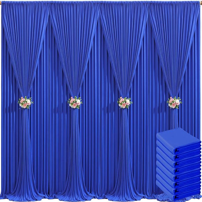40ft x 10ft Royal Blue Backdrop Curtain for Parties Blue Wrinkle Free Backdrop Drapes Panels for Baby Shower Birthday Party Wedding Photo Photography Polyester Fabric Background Decoration