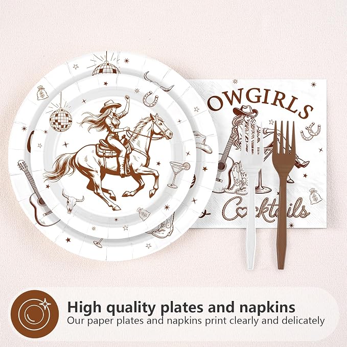 96Pcs Last Rodeo Bachelorette Party Decorations Wild Wife Plates and Napkins Tableware Set Cowgirls and Cocktails Decorations for Western Cowgirl Bride to Be Bachelorette Supplies Serves 24