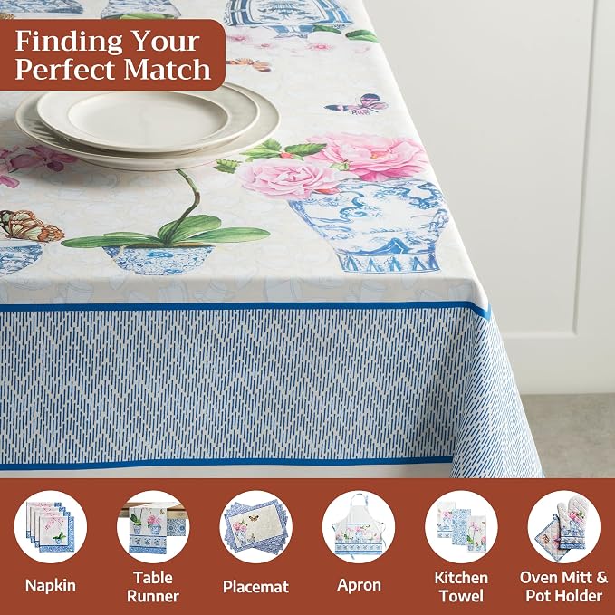 Maison d' Hermine Table Cloth Rectangle Table 100% Cotton 60 x 108 Inches Tablecloth Reusable Decorative for Dining Kitchen Room Farmhouse Party Home Hotel Restaurant Spring Summer - Canton