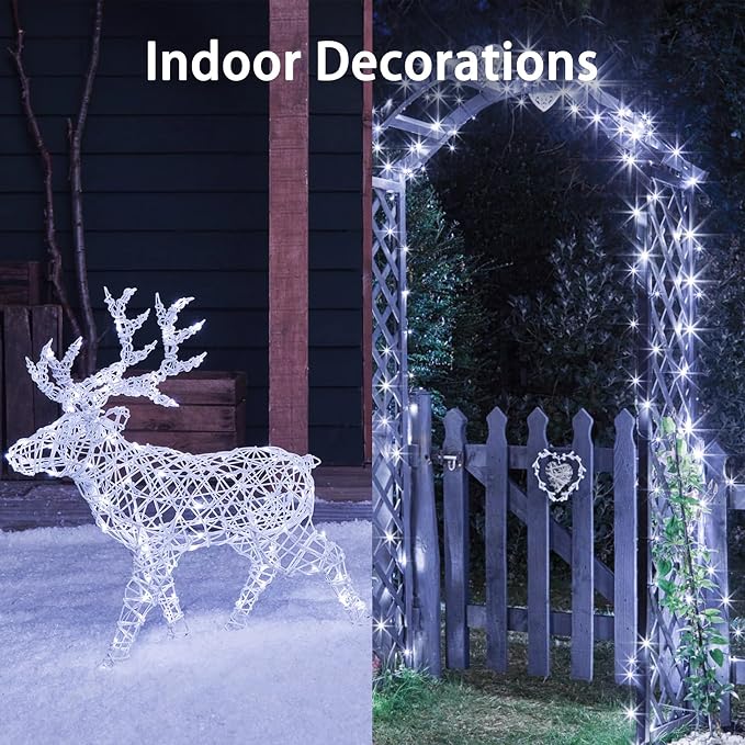 8 Pack Total 160FT 480LED Fairy Lights Battery Operated with Rmote, Waterproof Twinkle Lights with Timer Indoor Outdoor, Cuttable String Light for Bedroom, Classroom, Christmas Decor, Cool White