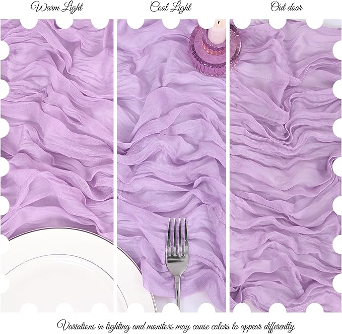 25 Pack Lavender Cheesecloth Table Runner 17 x 108 Inch Fall Thanksgiving Boho Rustic Farmhouse Gauze Cheese Cloth Runner for Wedding Party Baby Shower Home Decor Holiday Decorations