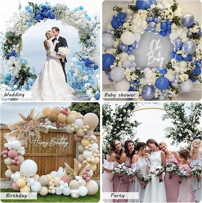 7.2 FT Round Arch Backdrop Stand, Gold Metal Circle Balloon Arch Stand Wedding Arch Frame for Ceremony Birthday Party Graduation Christmas Decoration
