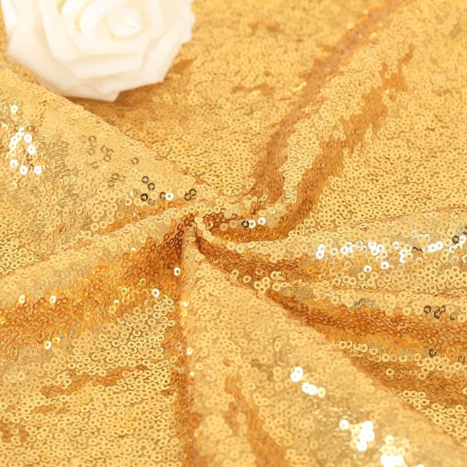 B-COOL Gold Sequin Tablecloth Birthday Table Cloths for Parties Rectangle Wedding Tablecloth Sparkly Sequin Fabric Tablecloth Christmas 90x90inches