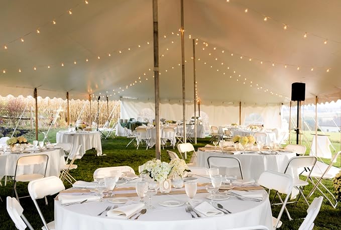 fani 6 Pack 108 Inch Round Tablecloth, White Polyester Fabric Table Cloth for Round Table, Stain and Wrinkle Washable Table Cover for Wedding Party Dining Table Buffet Banquet Restaurant and Camping