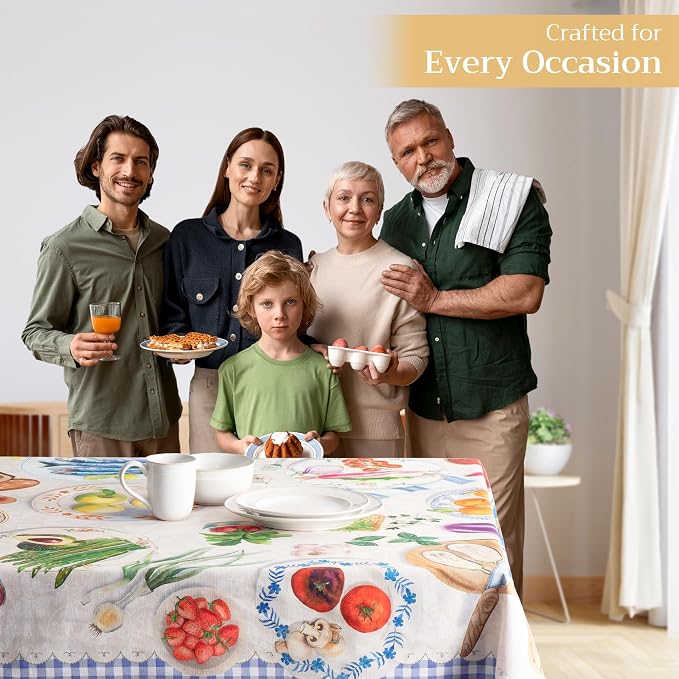 Maison d' Hermine Table Cloth Rectangle Table 100% Cotton 70 x 90 Inches Tablecloth Reusable Decorative for Dining Kitchen Room Farmhouse Party Home Hotel Restaurant Spring Summer - Gourmand