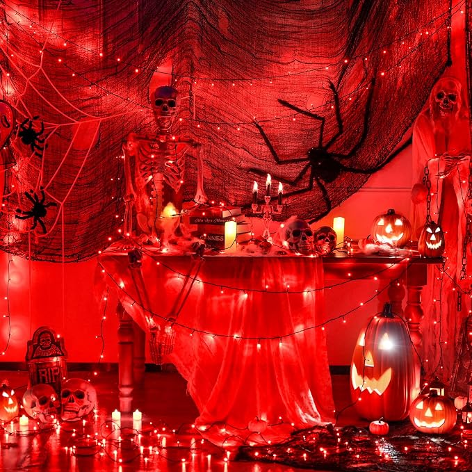 JMEXSUSS 250 LED Christmas Lights Outdoor Waterproof with 8 Modes, 91.5ft Expandable Red String Lights Indoor for Halloween Tree Patio Garden Party Holiday Decorations