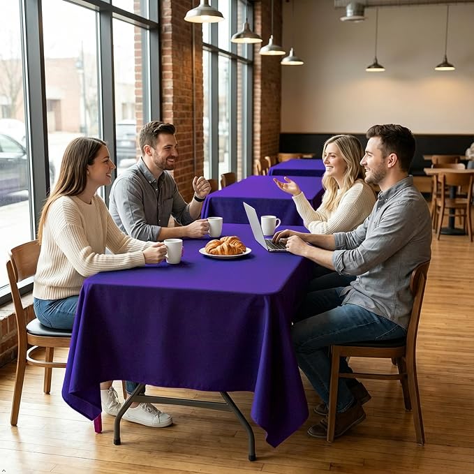 10 Pack Purple Tablecloth 60x102 Inch Purple Table Cloth for 6 Foot Rectangle Tables, Wrinkle Resistant Rectangular Tablecloth Washable Polyester Fabric Table Covers for Party Banquet Wedding Buffet