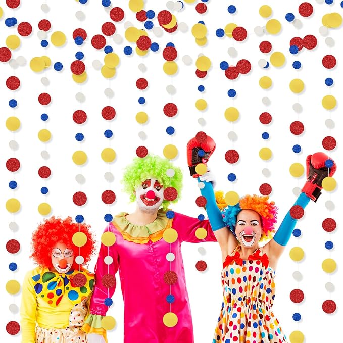 Outus 10 Pieces Colorful Circle Garland Banner Hanging Paper Dot Decorations for Classroom, Birthday Party, Baby Shower, Wedding Backdrop & Photo Booth Graduation Decor (Red,Blue,Yellow)