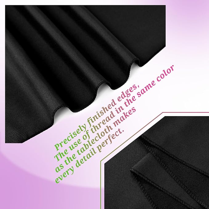 Teruntrue 12 Packs Black Round Tablecloths 90 inch Round Table Cloth, Washable Polyester Fabric for Wedding Parties Banquet Holiday Dinner Table Decorative, Black