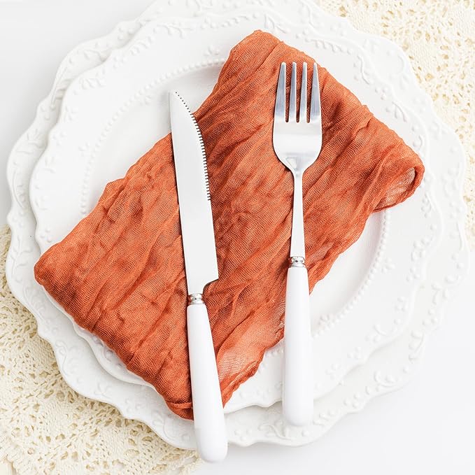 100 Pack Orange Cheesecloth Napkins 21x21 Inches Orange Cloth Napkins Set of 100 Washable Dinner Table Napkins for Wedding Bridal Baby Shower Rustic Boho Cotton Gauze Family Party Table Decor
